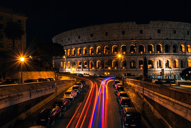 rome colloseum at night lights - italy - ev charger incentives guide - wallbox